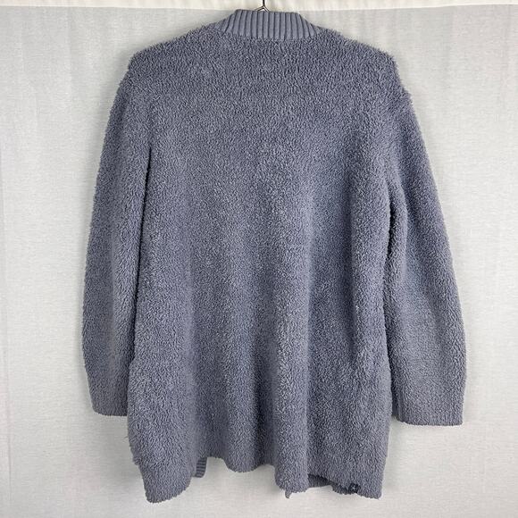 Barefoot Dreams Sweater CozyChic Cardigan Blue Lounge Cozy Fuzzy Chunky Slouchy - Picture 4 of 9